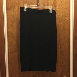 Black Cotton Mid Length Skirt